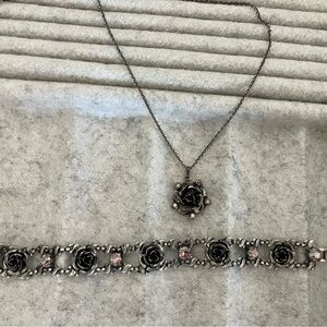 Elegant Konplott Rose Necklace and Bracelet Set